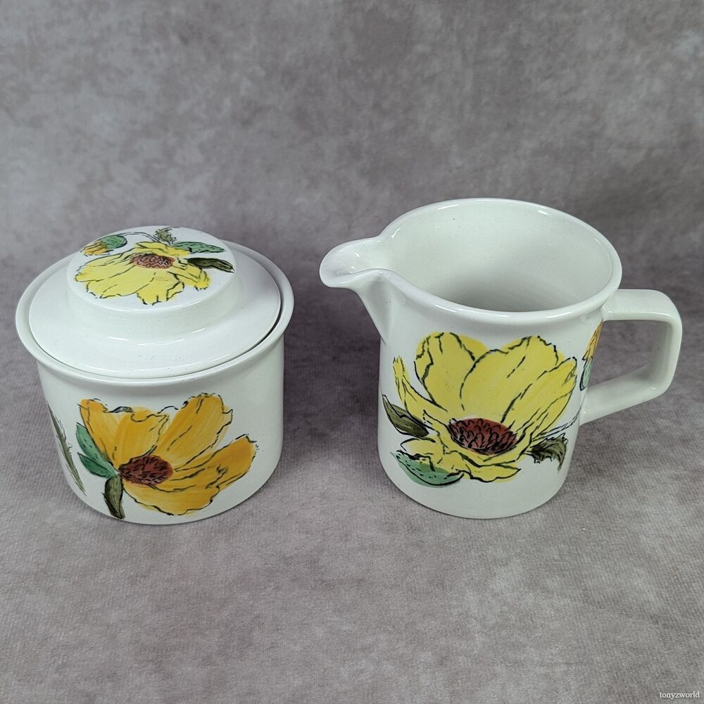 Vintage Johnson Bros Sierra Sugar Bowl and Creamer White Floral England Chipped